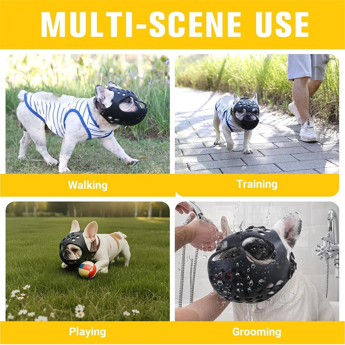 UNCL ناعم ومسامي ومضاد للعض، مناسب للتنظيف والمشي والتدريب - تصميم مريح للأنف S