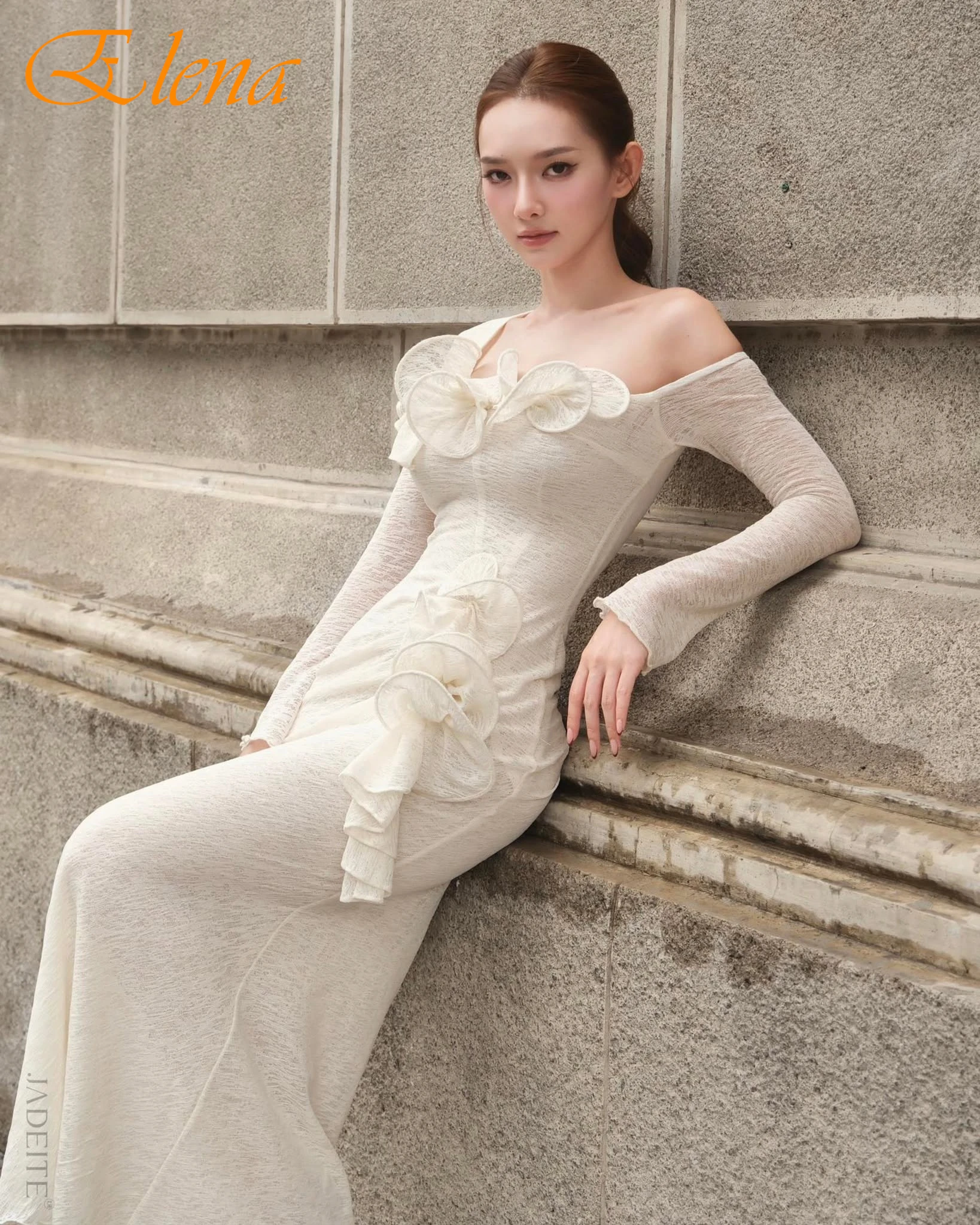 تخصيص مستقيم مغرفة طويلة الأكمام فستان سهرة أنيق دقيق مخصص فساتين المناسبات مزاجه فستان حفلة موسيقية كلاسيكي #3