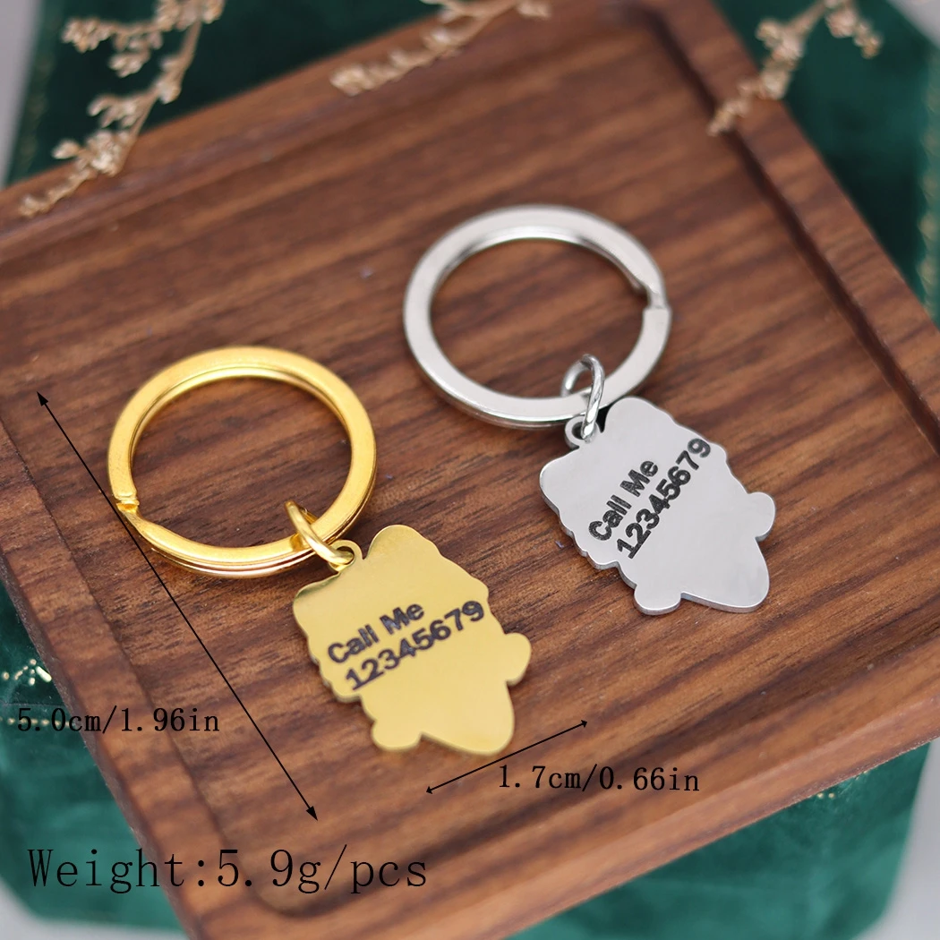 Stainless Steel Yummy Ice Cream Cone Cat With Sprinkles Custom Name Keychains Women Key Ring  Trendy Jewelry Keyring Men Gift