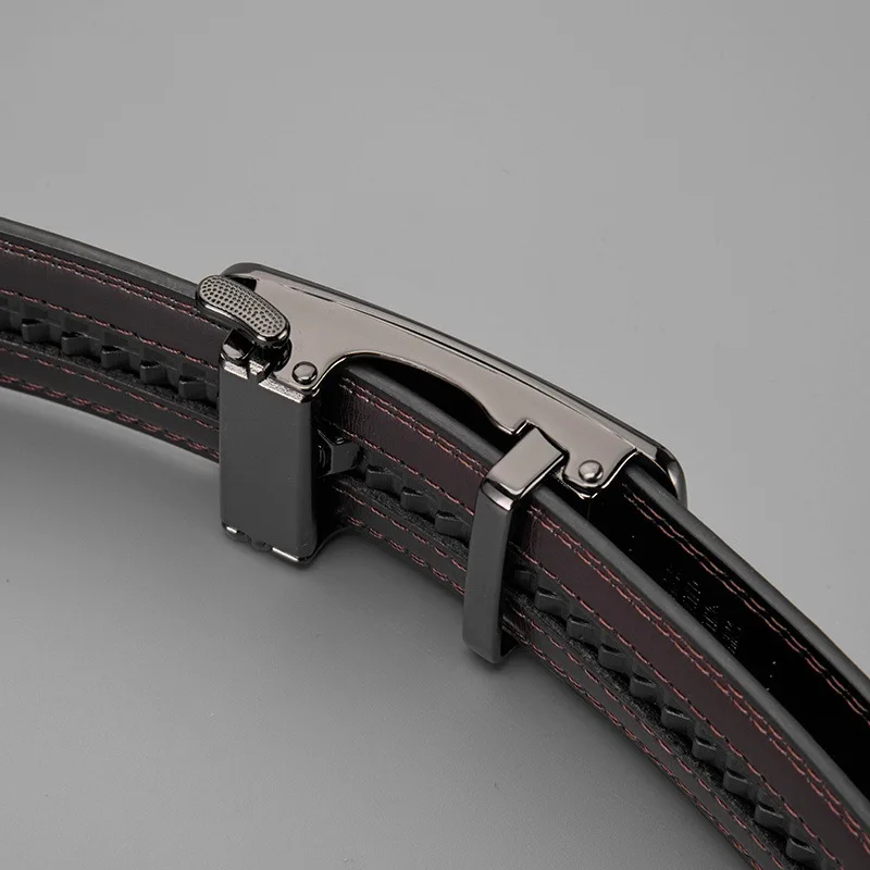 Belt Men's Two layer Leather Car Thread Inner Buckle Waist Belt Premium Pants Belt