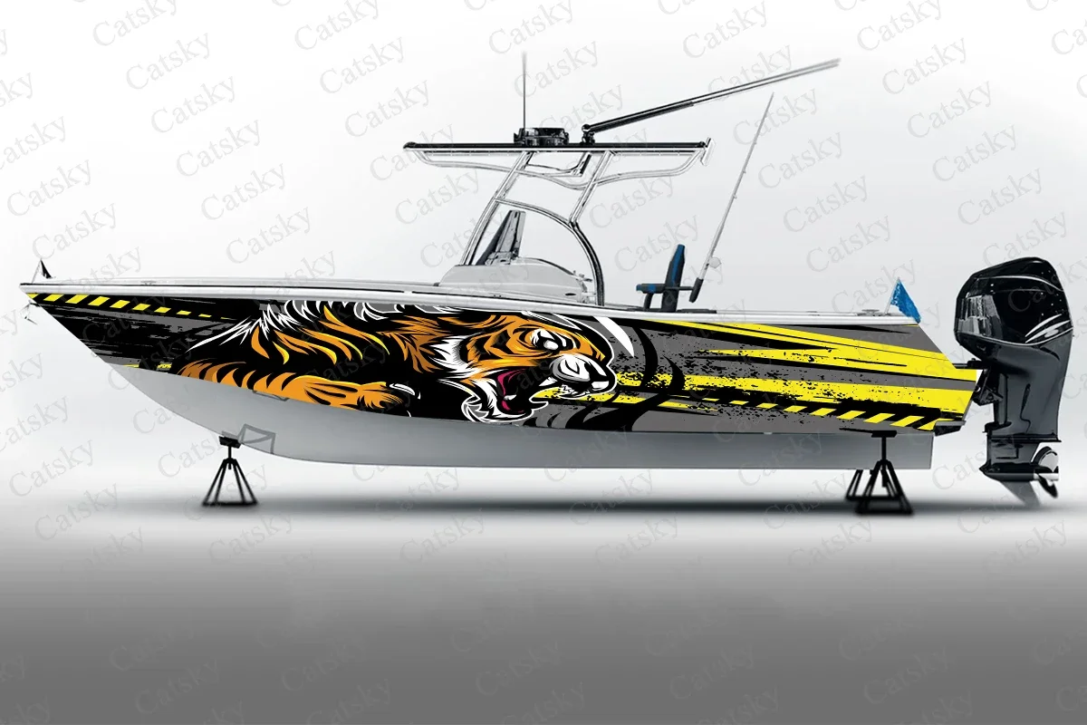 tiger animal snake Boat Sticker, PVC Waterproof Durable Vinyl Wrap Decals for Fishing Boats, Durable and Stylish Design