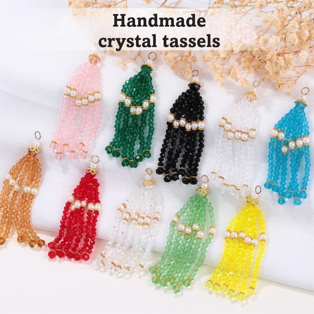 Medium Length Crystal Bead Tassel Handmade Multi-Color DIY Jewelry Accessories Rice Bead Bead Fringe Tassel Jewelry Making