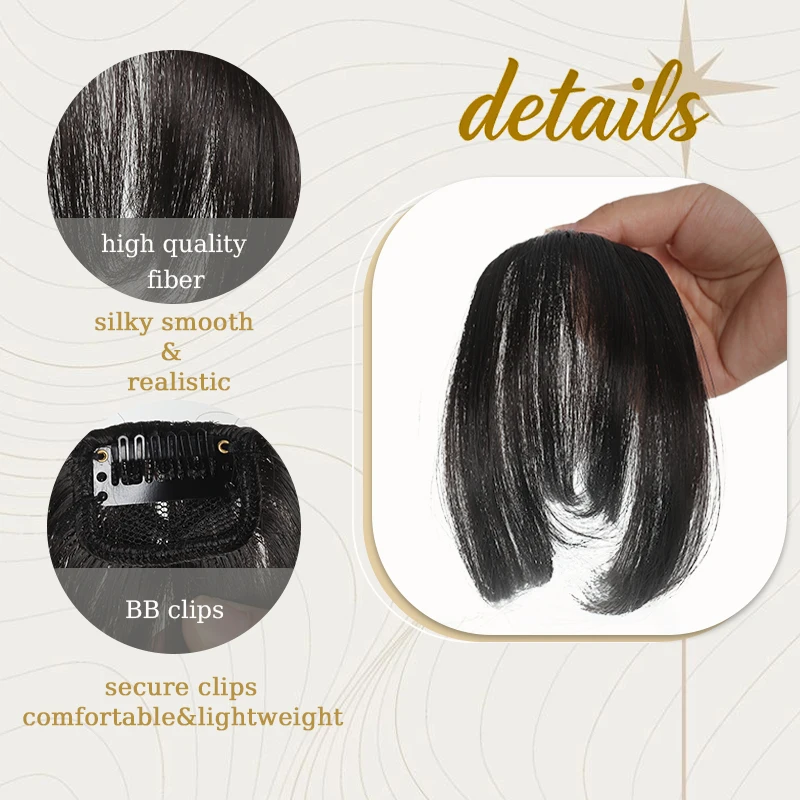 مشبك شعر صناعي في الانفجارات شعر مستعار Wispy الجانب اجتاحت الانفجارات مشبك شعر وهمية بانج هامش مع المعابد هيربيسي للنساء الاستخدام اليومي