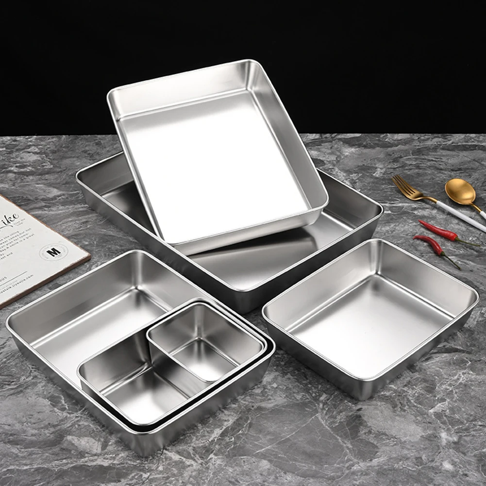 Stainless Steel TRAY PLATE Vegetable Food Rectangular Serving Decoration Kitchen Dessert Plate Nut Fruit Cake Tray