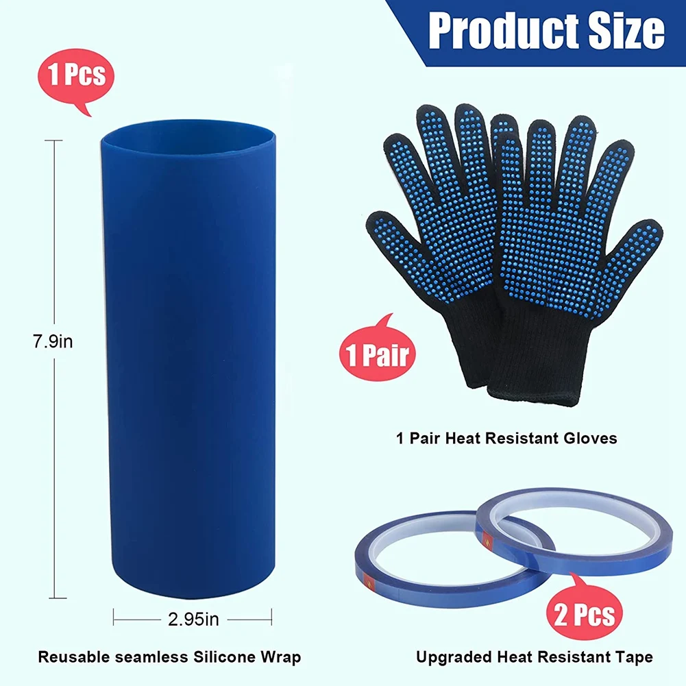 Sublimação Blanks Silicone Bandas Manga Kit, Tumblers, Skinny Wraps Em vez Shrink Paper no Forno, 20 oz