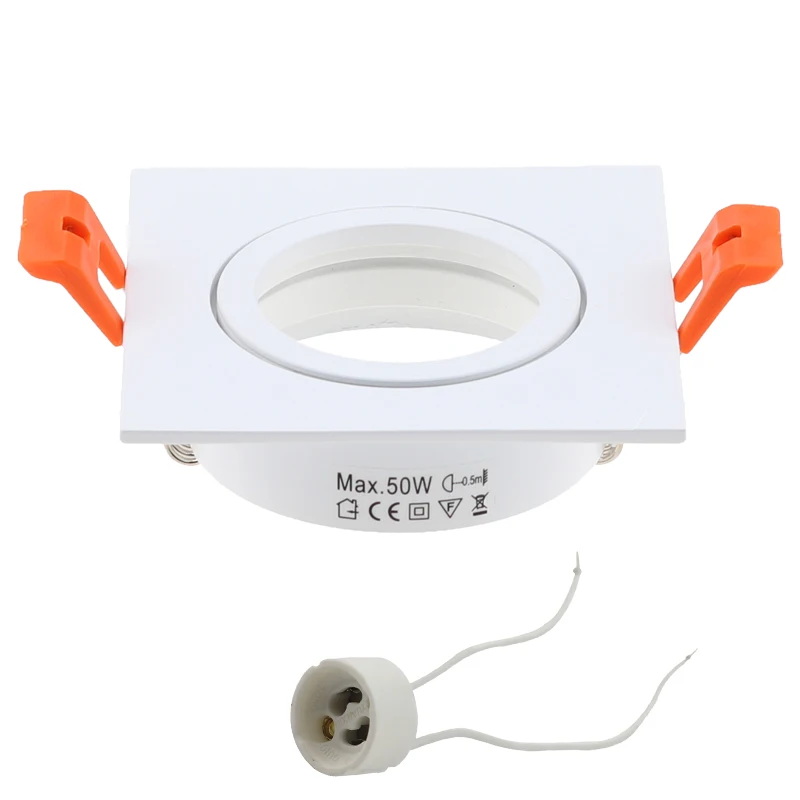 Square RecessedMounted Silver Aluminum GU10 MR16 Lamp Holder Spot Light Fixture Frame LED Ceiling Downlight Fitting