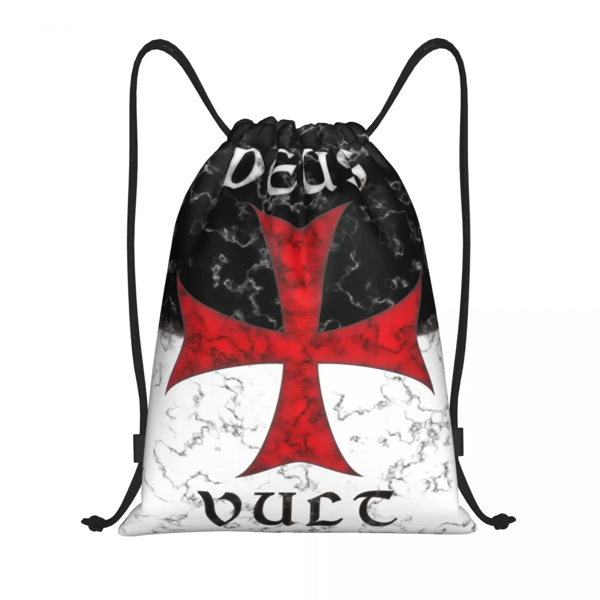 Templar Knight Jerusalem Cross Seal Medieval Warrior Symbol Drawstring Backpack Bags Lightweight Gym Sports Sackpack Sacks