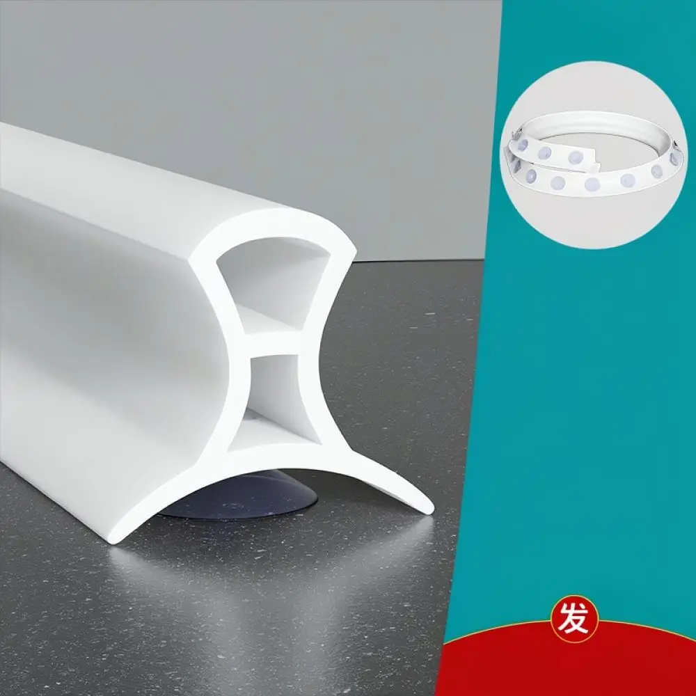 Flexible Silicone Shower Dam For Bathroom Floor Water Stopper Suction Cup Installation Anti Overflow Water Barrier