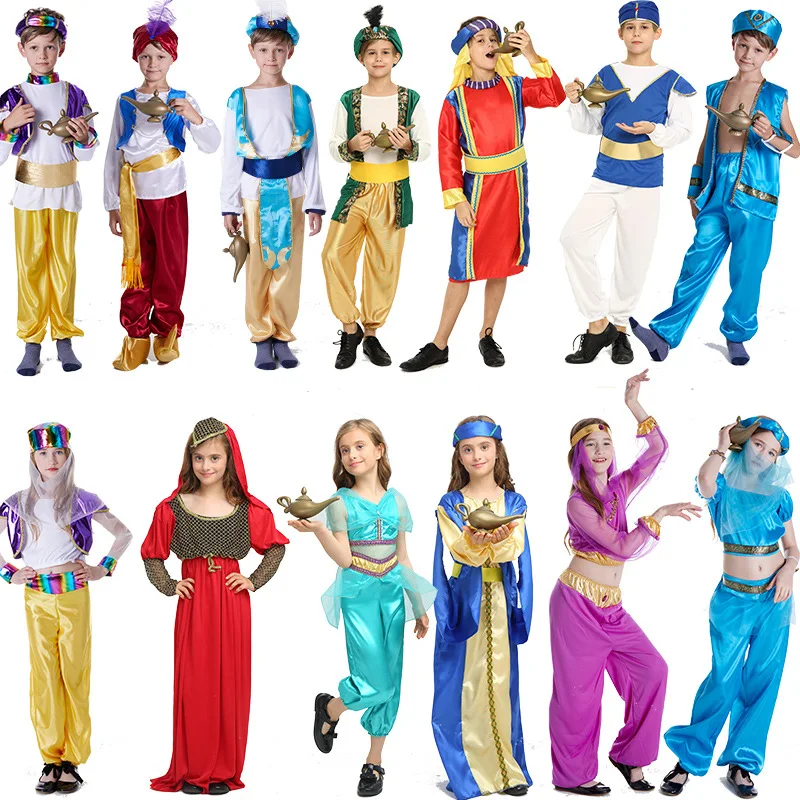 Kinderen Aladdin Lamp Prins Jongens Meisjes Kostuum Anime Cosplay Verkleedkleding Adam Prins Kostuums Oude Arabia Koopman Edelman