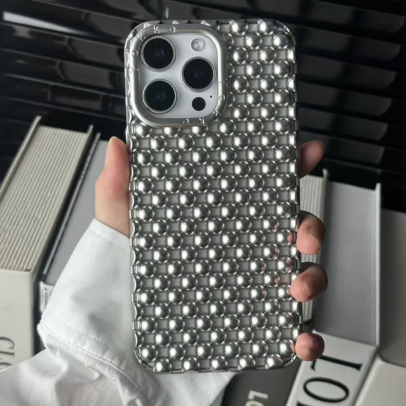 Matte Silberne Hohle Perlen Handyhülle für iPhone 13 14 15 16 17 18 Pro Max 17 Air Sommer Wärmeableitende Rückseite – Detail 19