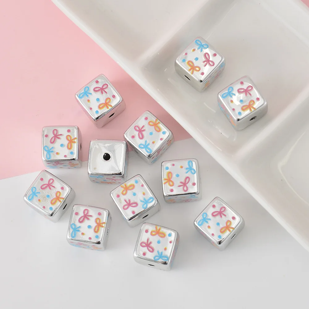 10PCS 14MM Acrylic Spring And Summer Fruits Flowers Beads Shaped Spacer Beads For DIY Necklace Bracelet Jewelry Making Accessori