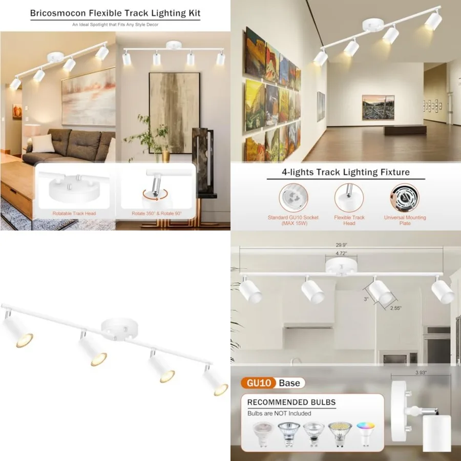 White Lighting Fixture, Kitchen Light Fixtures, 30" Rotatable LED Lights, Semi Flush Wall Sconces Lighting for Dining Room/Hall