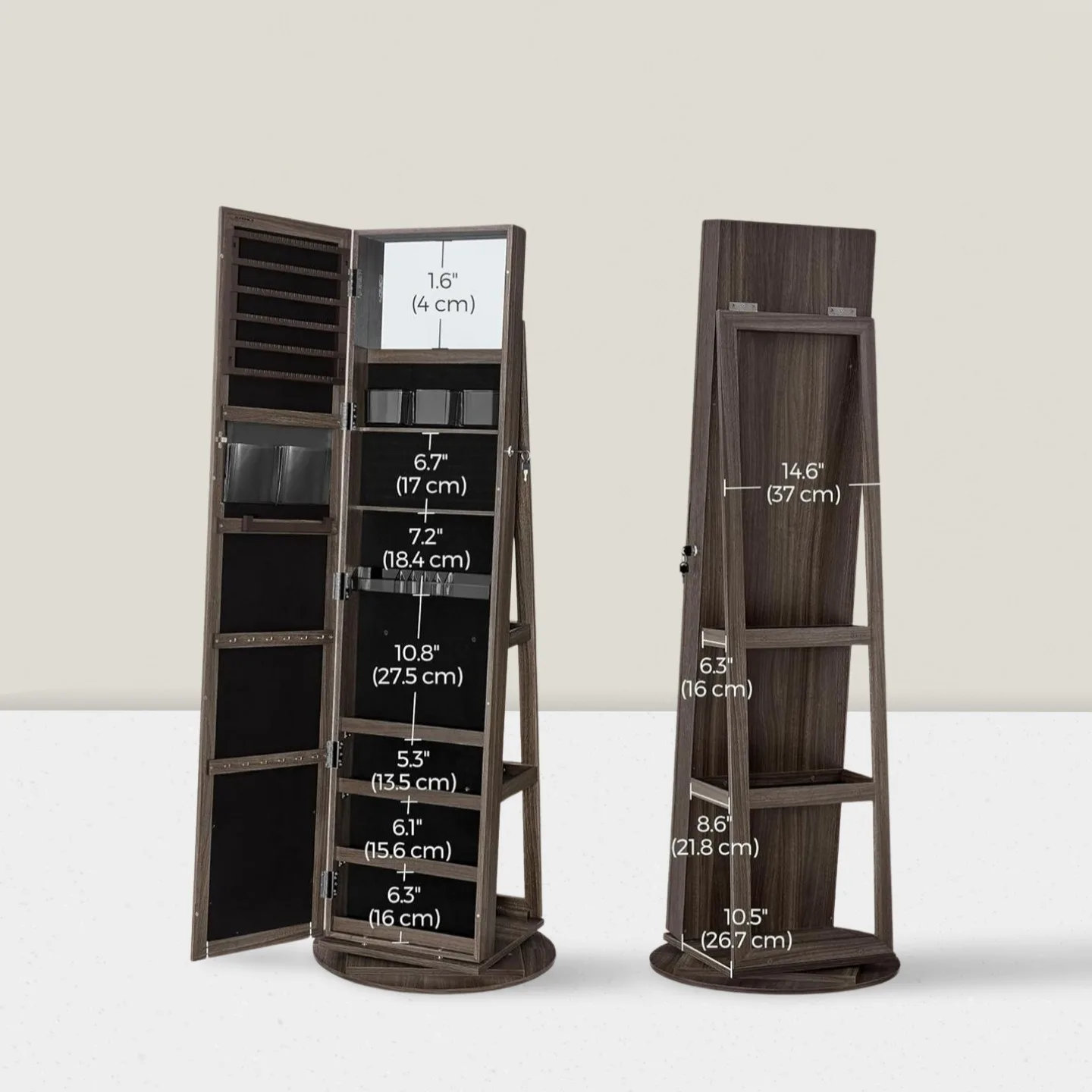 Floor mirror earrings bracelet necklace hanging rod jewelry cabinet fiberboard full body mirror locker