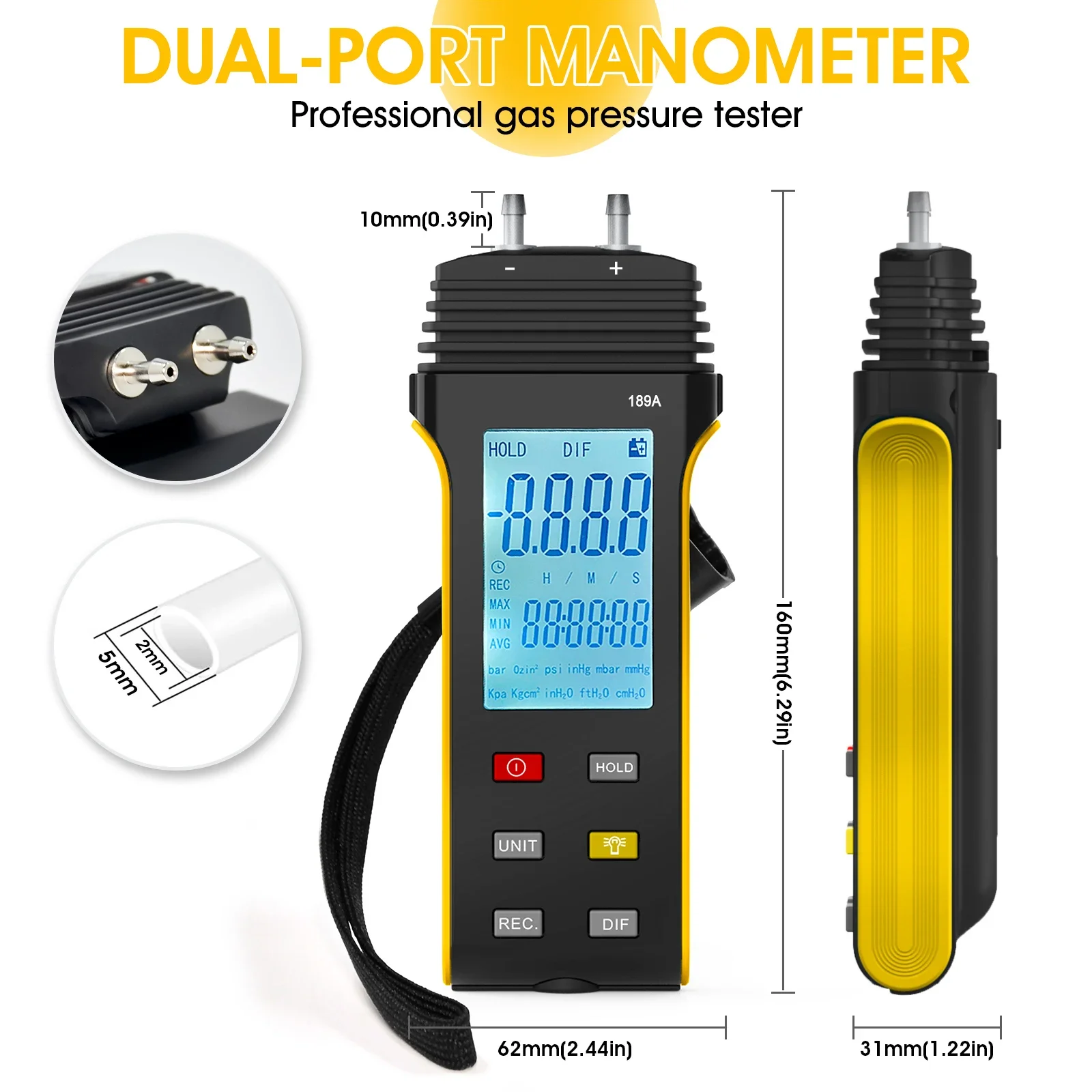 HP-189A Digital Manometer Gas Pressure Tester Fieldpiece Motor Tester For HVAC Pressure Gauges Product