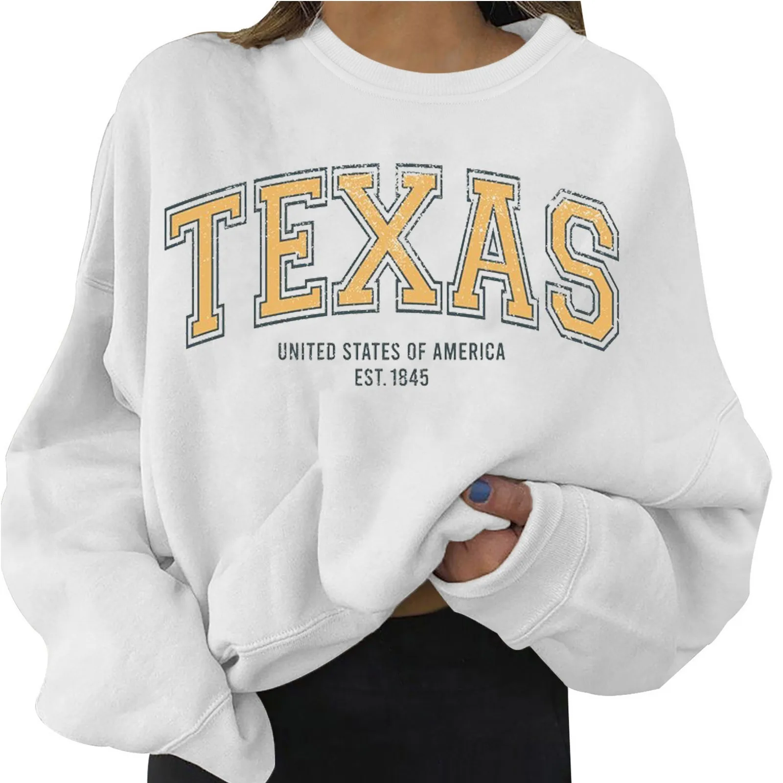 

Autumn Fashion Women's Sweatshirt Long Sleeve Pullover Texas Letter Print O-Neck Women's Skateboard Leisure Hoodie Sweatshirt