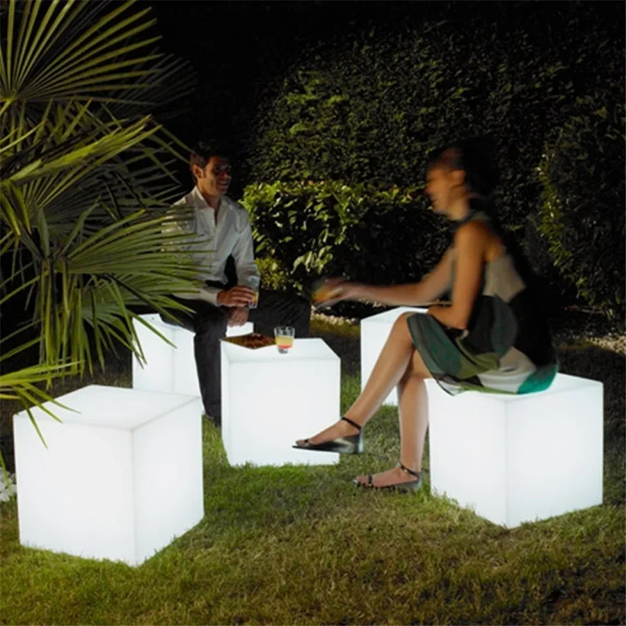 TIRVOSE Waterproof LED Glowing Cube Chair Light KTV Bar Party Wedding Decor Night Light Outdoor Garden Lawn Lamps USB Charged