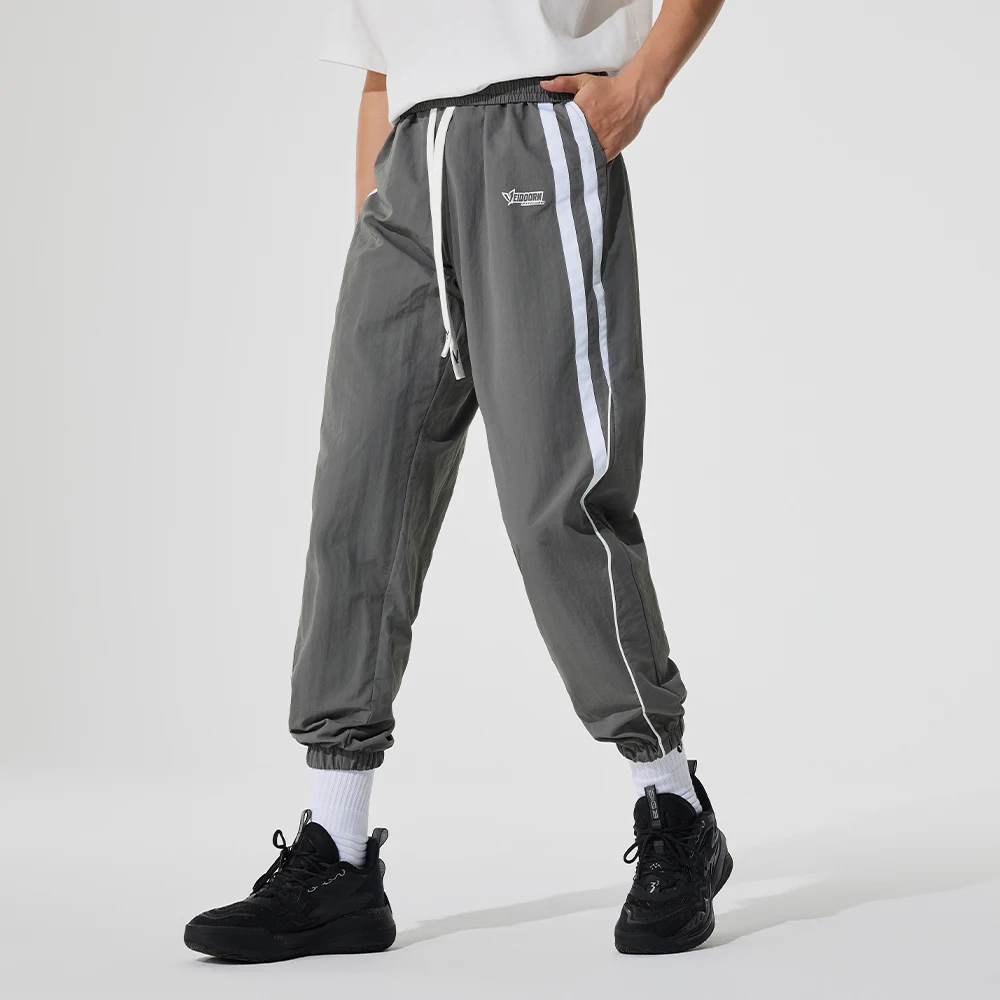 Lightweight Sweatpants for Men Two Sides Pocket Stripes Mens Casual Long Trousers Elastic Waistband Long Pants