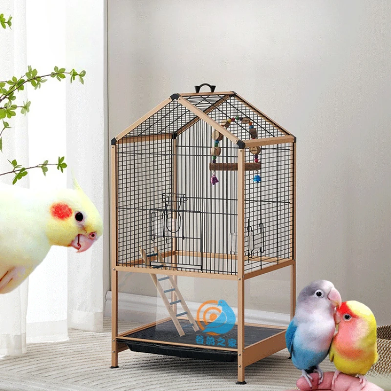 

Luxury Parrot Cage Anti-Splash Design Aviary Villa with Bathing Area Spacious Bird House for Cockatiels Home Flight Habitat