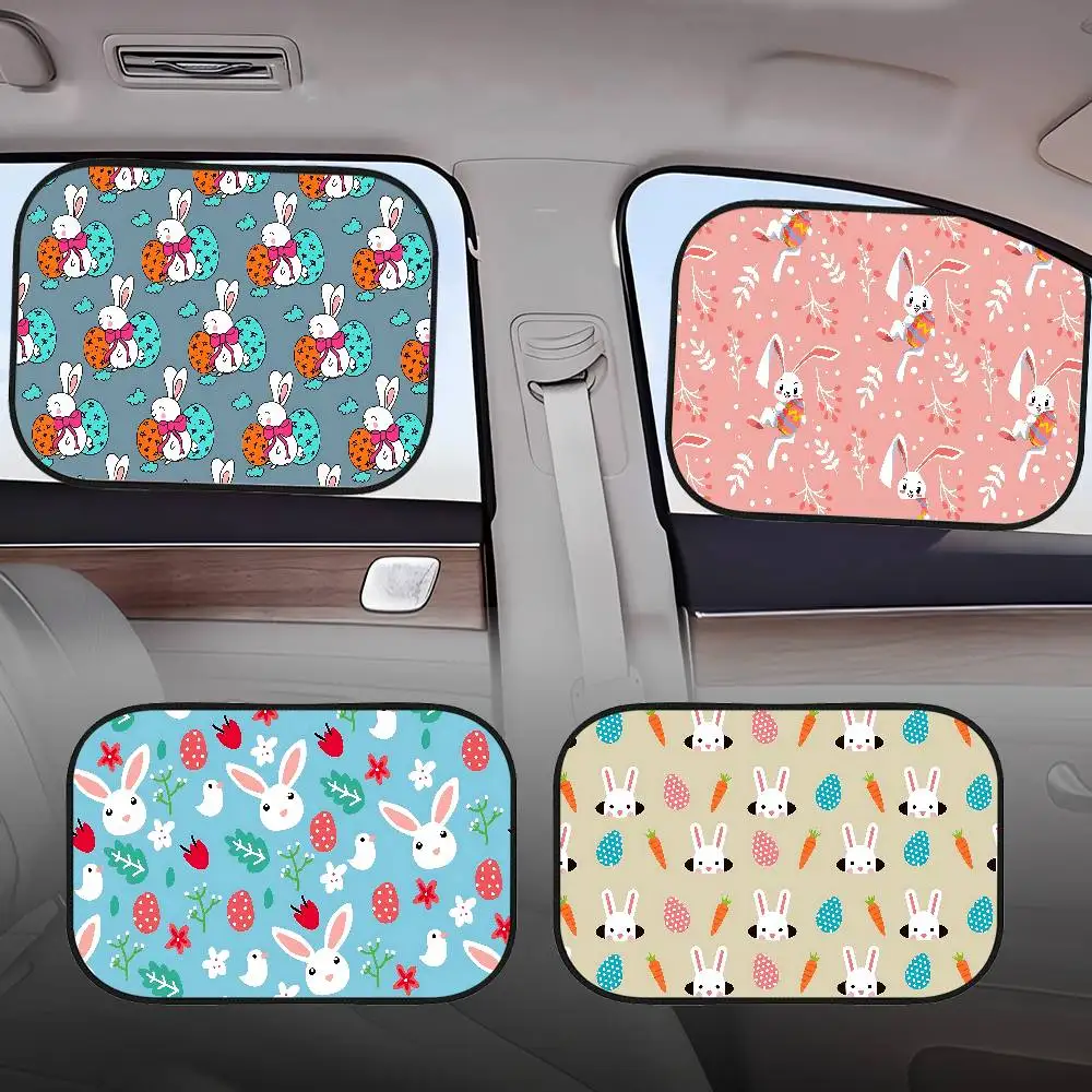 

Rabbit Cartoon Pattern Cute Side Window Sun Shade For Car Electrostatic Curtains Anti-Glare Car Sun Protection Cover 99.9% UVR
