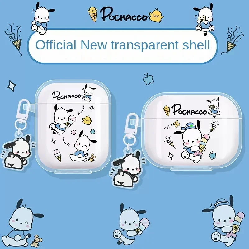 Kawaii سانريو Pochacco سماعات حالات لينة غطاء سيليكون ل Airpods 1 2 3 Pro Pro2 الكرتون سماعة رأس مزودة بتقنية البلوتوث شحن غطاء