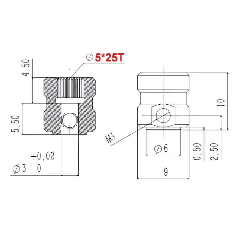 5X25T Standard Aluminum Alloy Gear Coupling LZ02 for 4MM Shaft Robotics and Model Car Replacement
