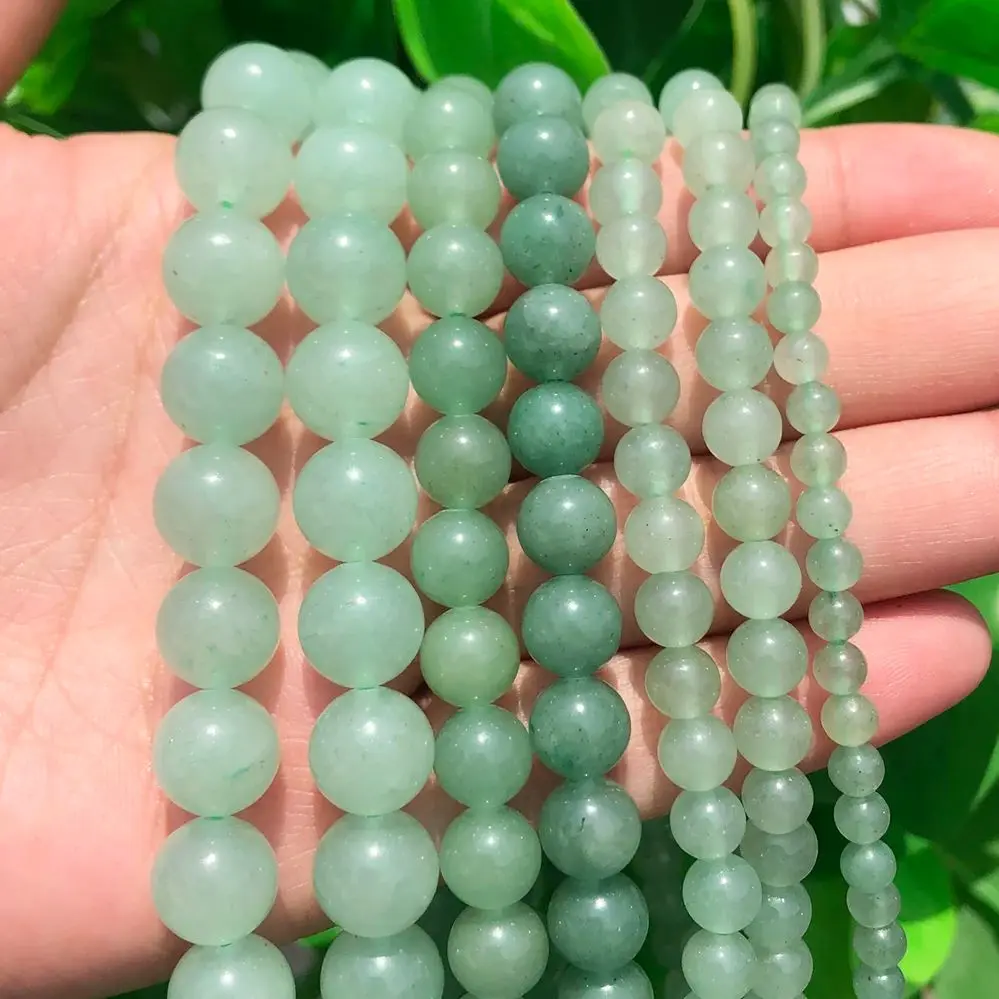 AAA Natural Stone Green Aventurine Jade Bead Round Loose Beads For Jewelry Making DIY Bracelets Necklace 4 6 8 10 12MM 15Inches