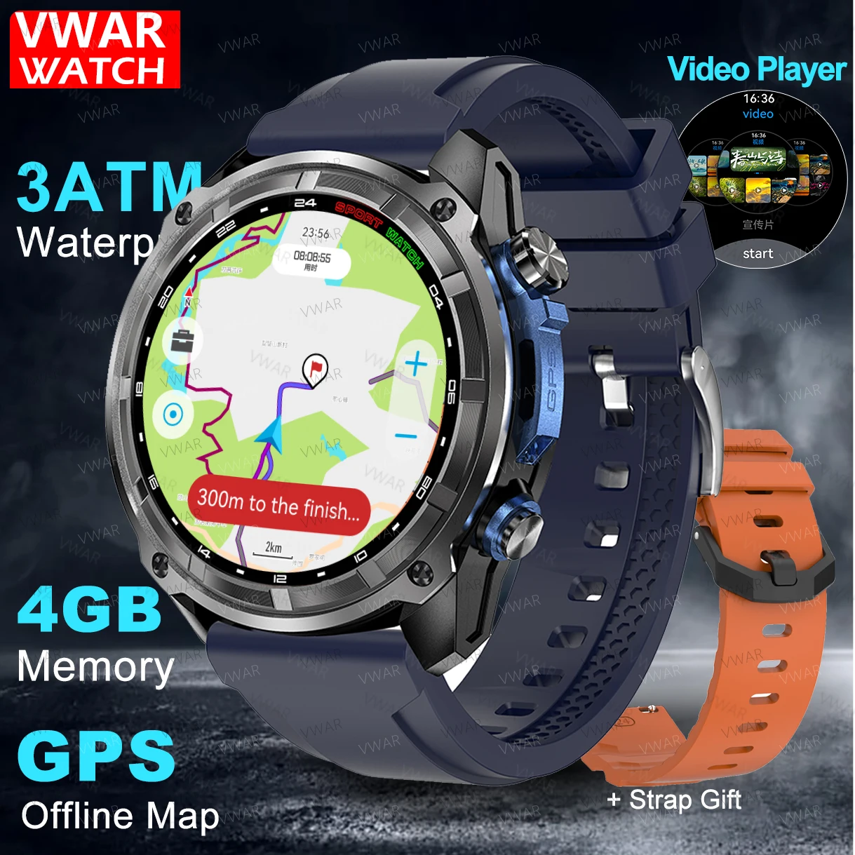 

Built-in GPS Smart Watch Offline map SmartWatch Men Compass Altimeter Altitude 5ATM&IP69K Waterproof 100+Sport Smartwatch Travel