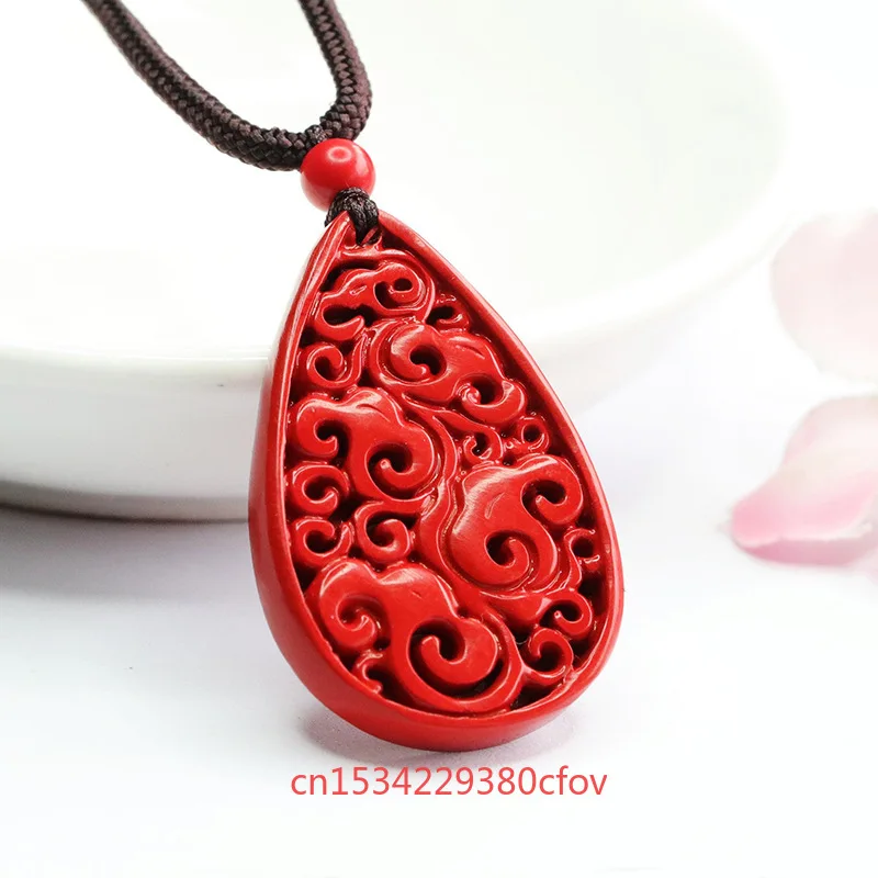 Luxury Red Cinnabar Water Droplet Simplicity Pendant Gemstone Necklace Real Natural Jewelry Women Accessories Bestseller Gifts