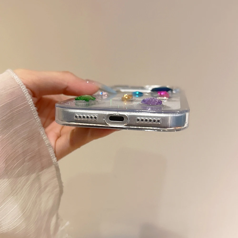 Modische Luxus-Glitzer 3D-Strass-Diamant Transparente Handyhülle für iPhone 17 Pro 16 Pro Max 15 13 14 Stoßfeste Durchsichtige Schutzhülle – Detail 7