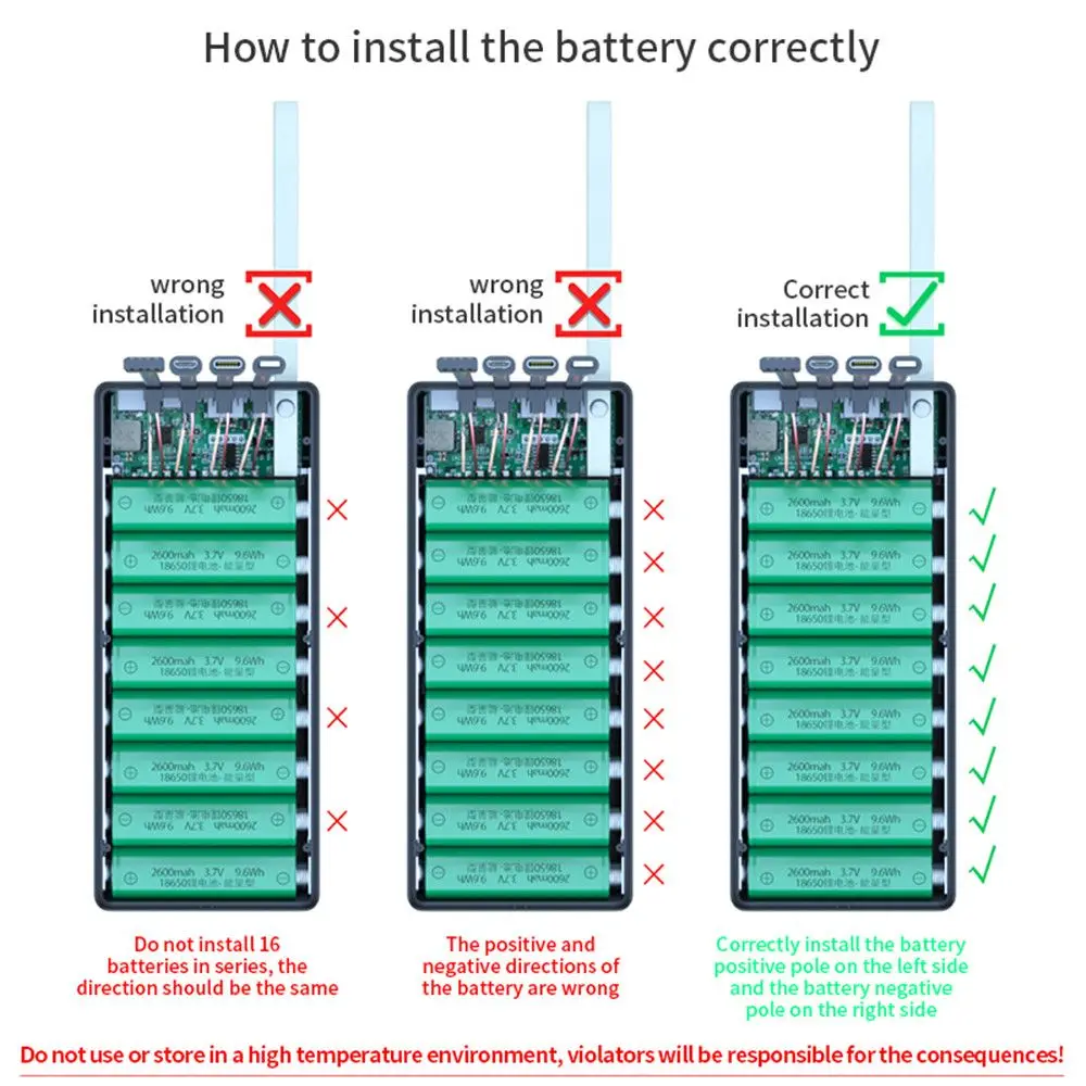 DIY Dual USB LCD Displays Battery Storage Boxes