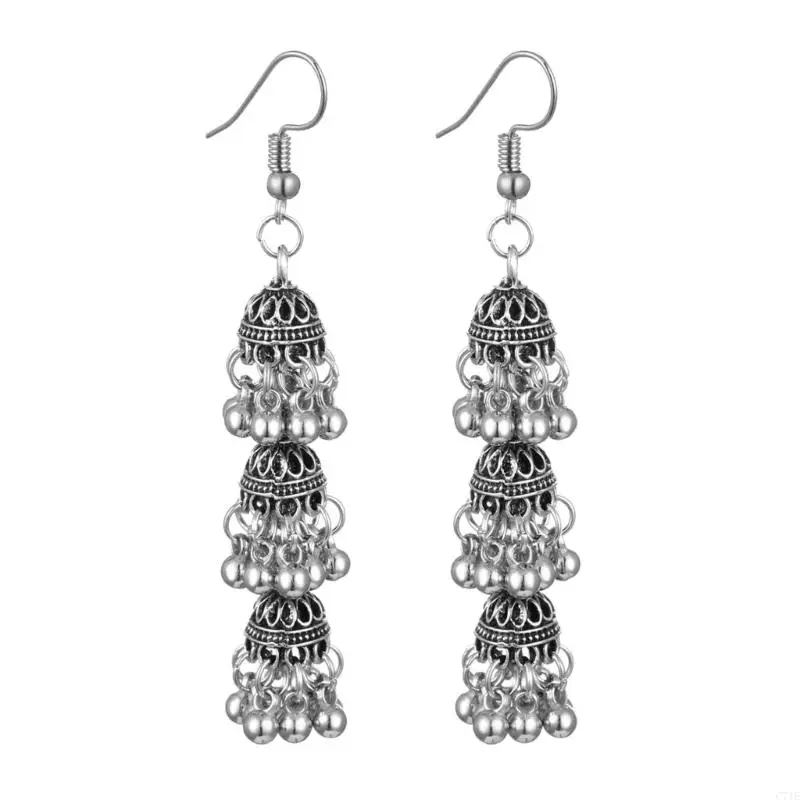 1 Pair Ethnic Art Inspired Drop Earrings Featuring Hollow Chimes for Gatherings