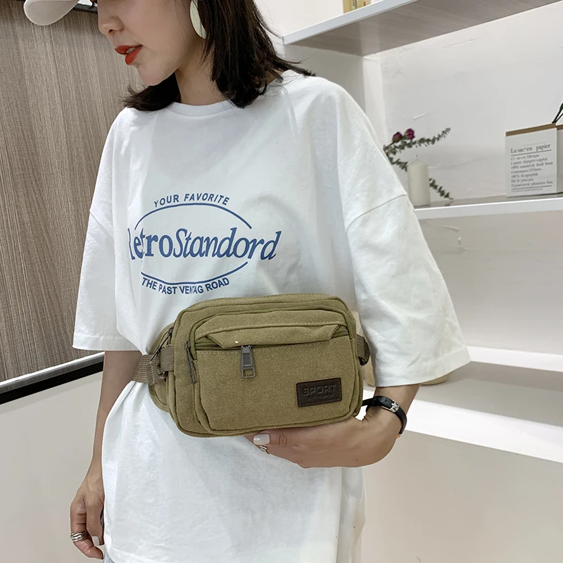 Waist Bag Men Canvas Multifunctional Durable Large Capacity Phone Pouch for Outdoor Sports Tourism Cycling Daily Casual Use