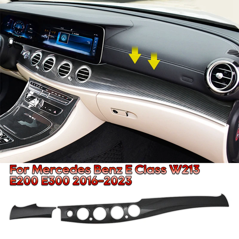 Dashboard Console Panel Trim Sticker For Mercedes-Benz E Class W213 E200 E300 2016-2023 Air Outlet Instrument Cover Carbon Fiber