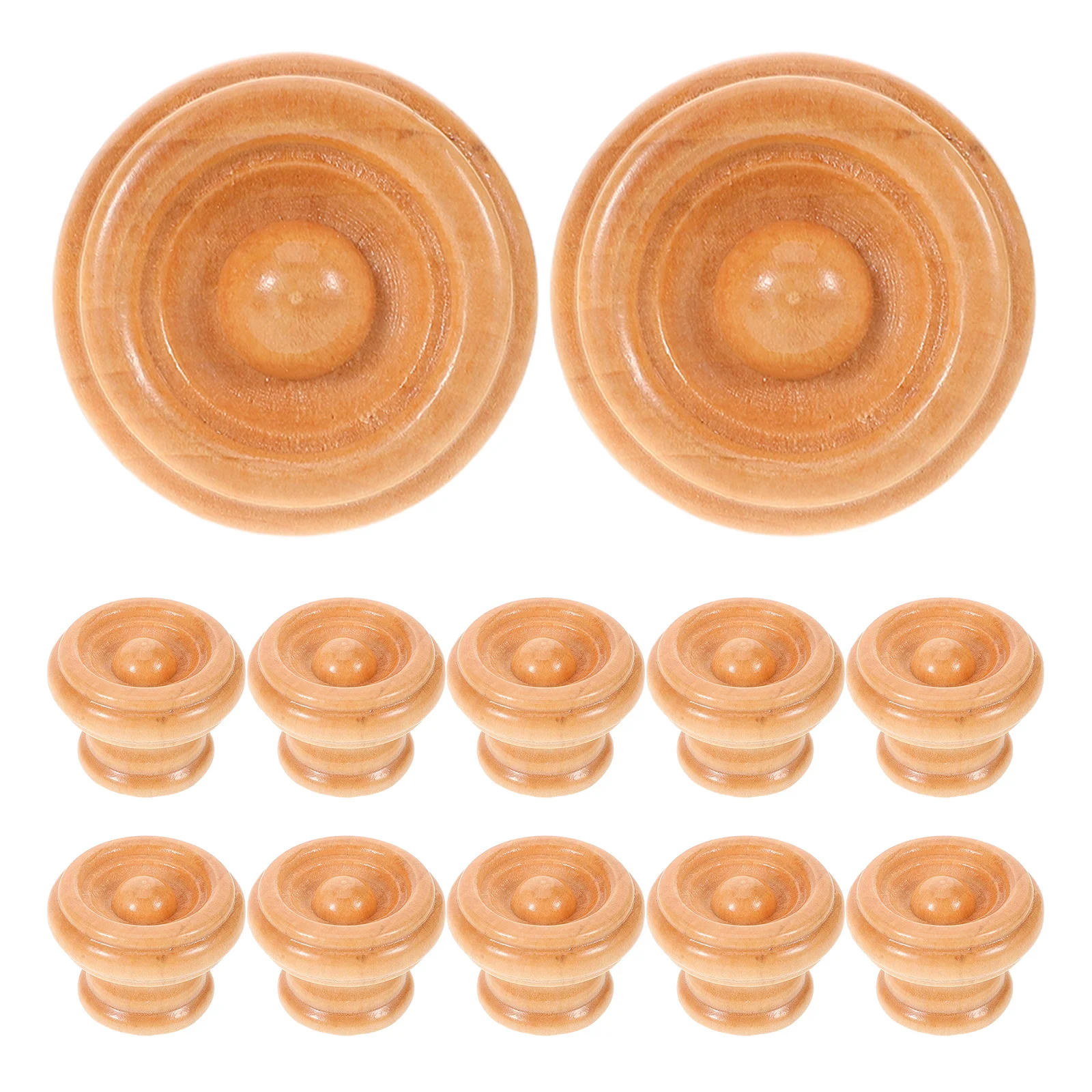 

12 Sets Wooden Handle Cabinet Drawer Pulls Dresser Furniture Single Hole Knobs Handles