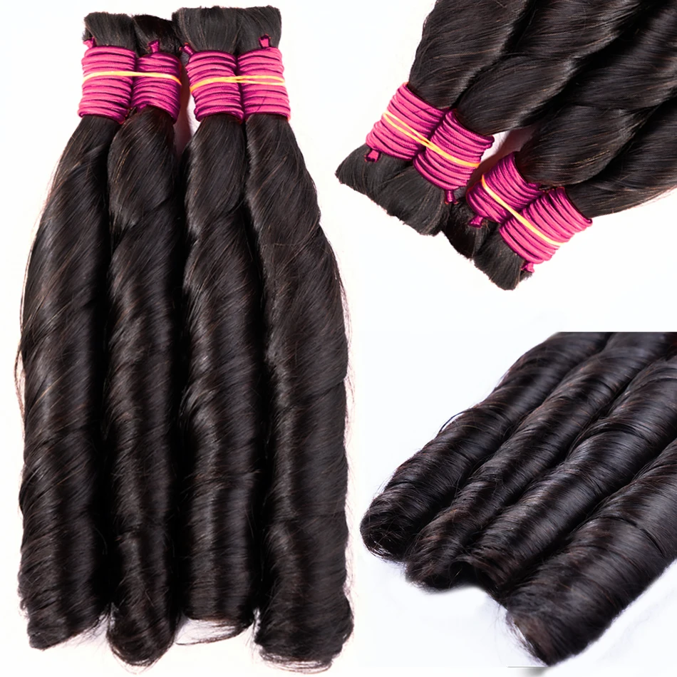 Human Hair Bulk For Braiding Loose Wave No Weft Double Drawn Fuller Tail Burmese Boho Braids Human Hair Extensions Wholesale