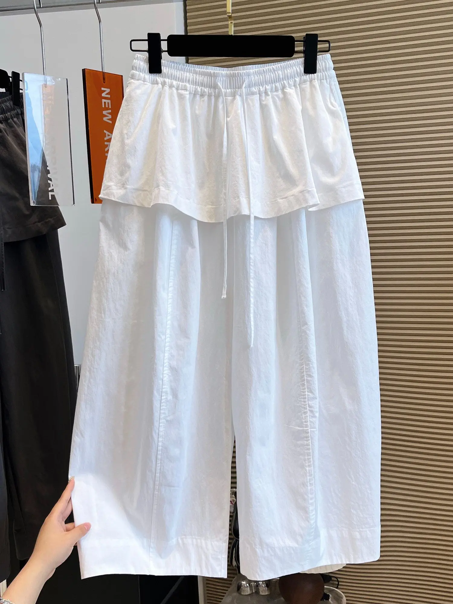 

plus Size Women's High Waist Wide Leg Pants Summer Thin Elastic Bellovi Curtain Loose Fit Straight Tube Trousers