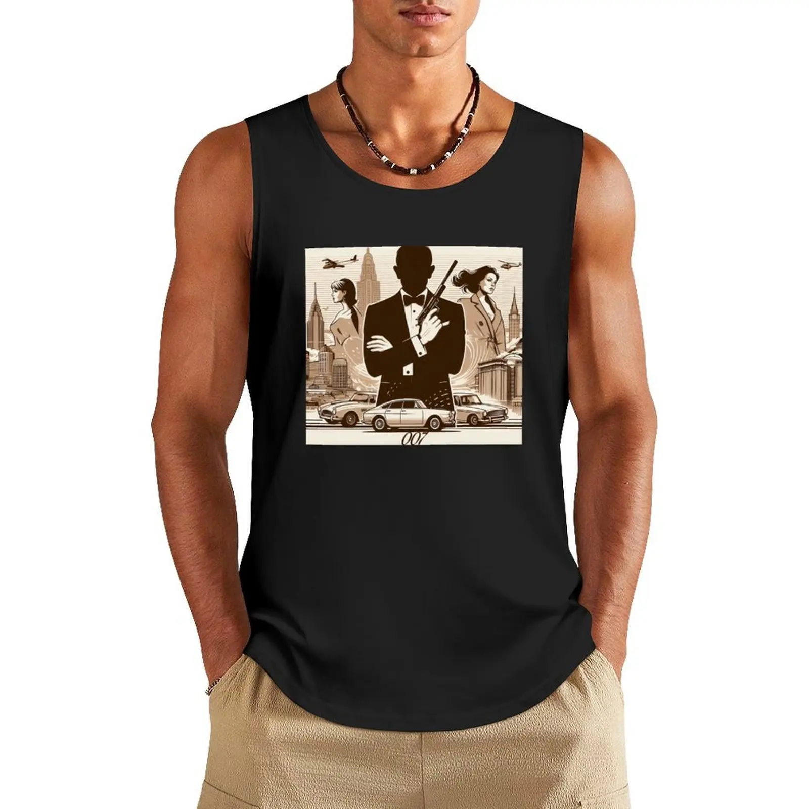 

007 Classic Art Tank Top Men's gym summer clothes Short sleeve