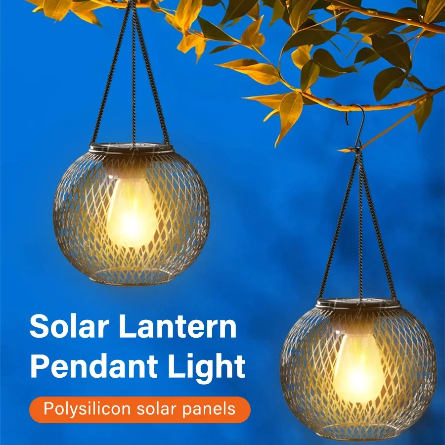 

Solar Hanging Light Outdoor Waterproof IP65 Solar Powered Dusk To Dawn for Garden Porch Gazebo Patio Decorative Retro Chandelier