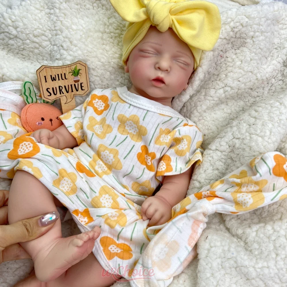 45CM Silicone Reborn Doll Weighted Full Body Soft Silicone Realistic Newborn Therapy Doll for Seniors Emotional Support