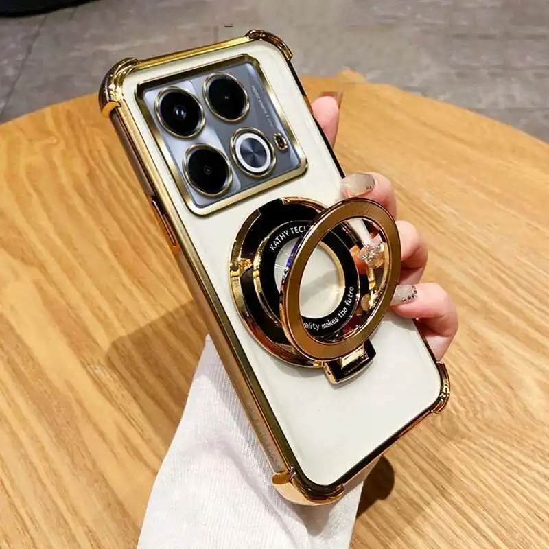 

Luxury Shockproof Magnetic Bracket for Magsafe Clear Case for Funda Infinix hot 60 Note 40 50 Pro Plus 60i Holder Stand Cover