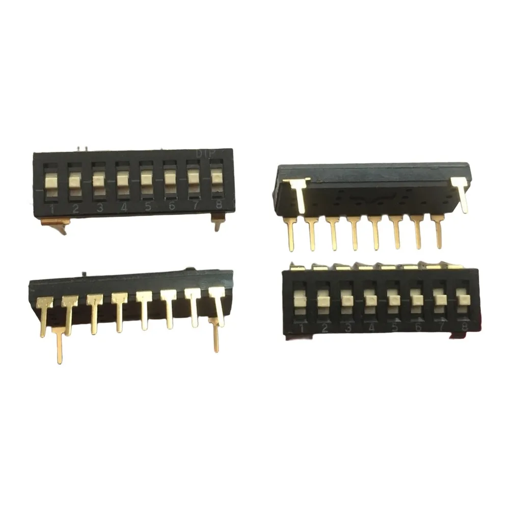 5 Pack 8-bit DIP Switch Modules 3-Position Piano Key Shape 2.54mm Pitch for Embedded Hardware Configuration Tasks