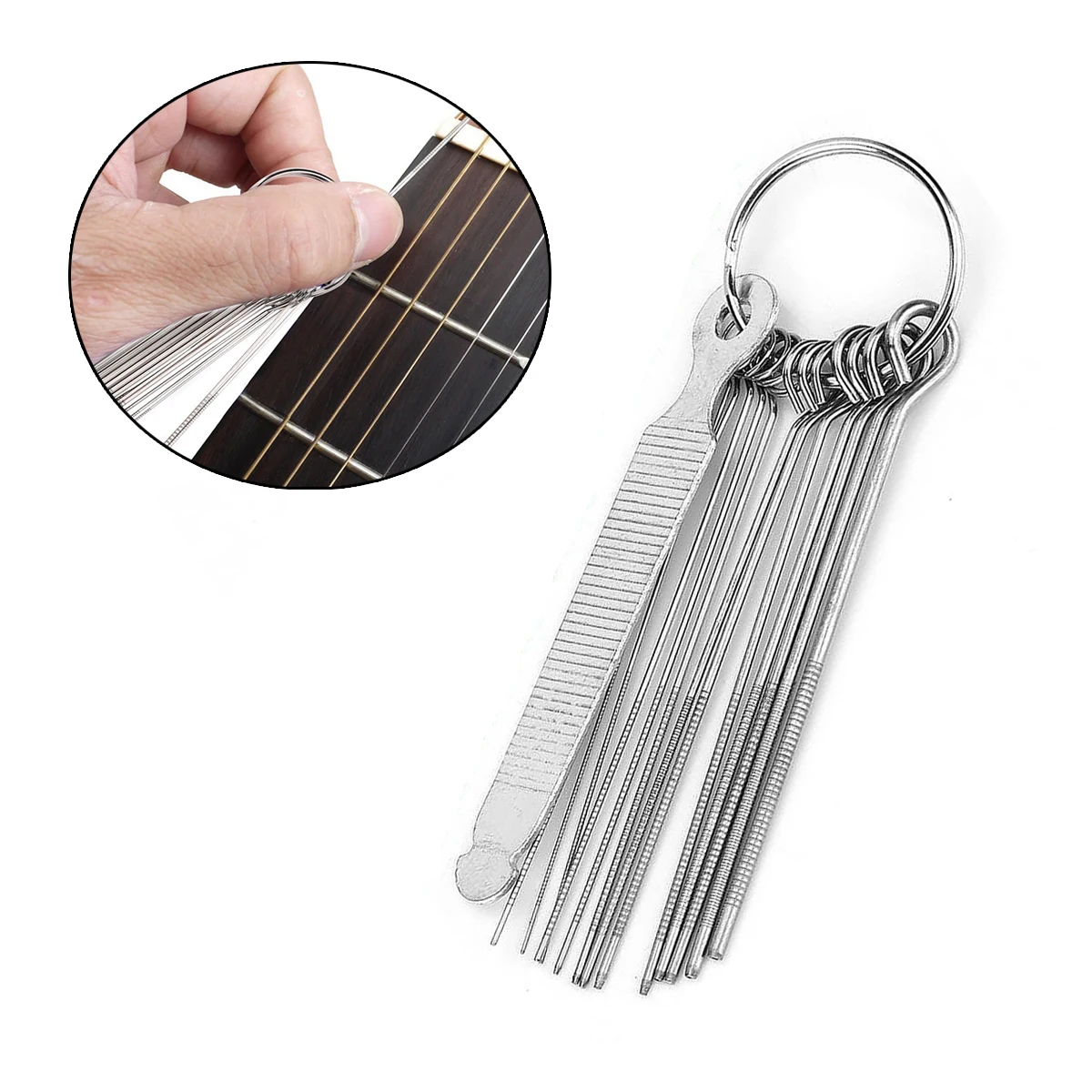 Miwayer Guitar Nut Slotting File Kit – 13 Sizes Round Needle Files, 0.4mm to 1.6mm, 85mm Length, for Guitar/ Ukulele