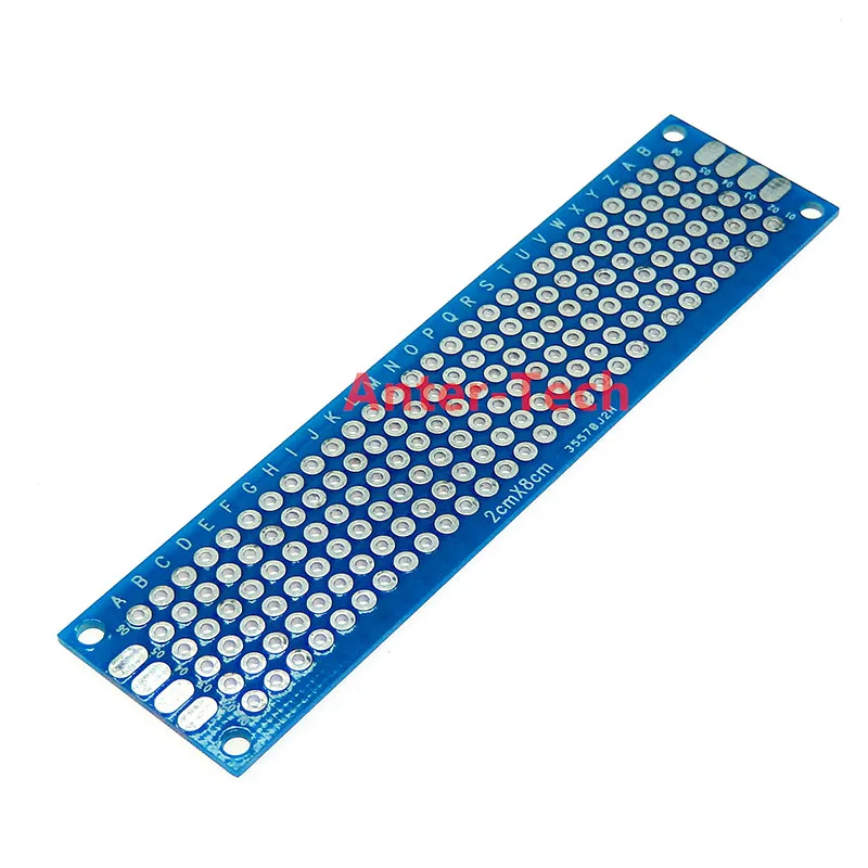 Prototype PCB universel double face pour Ardu37, carte de circuit imprimé, Spray TiBlue, vert, rouge, 2x8cm, 20x80mm, 5 pièces