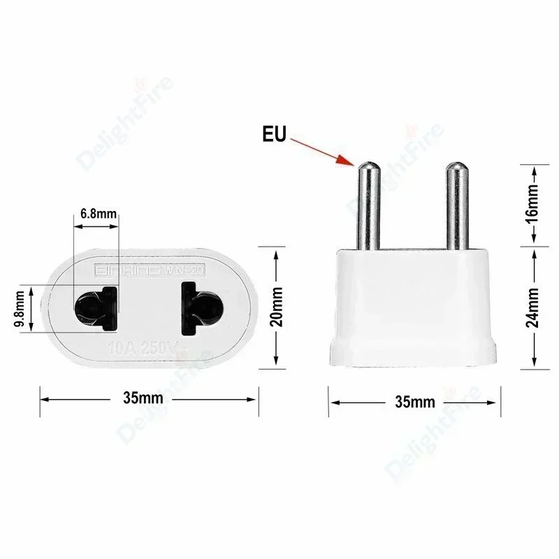 EU Travel Plug Adapter American US To EU Power Adapter Euro Socket Universal Adaptor 4.8mm Electrical Plug Converter AC Outlet