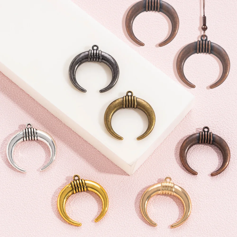 อุปกรณ์เครื่องประดับโลหะผสม DIY จี้พระจันทร์และพระจันทร์เสี้ยวย้อนยุค ต่างหู สร้อยคอ กำไลข้อมือ และจี้