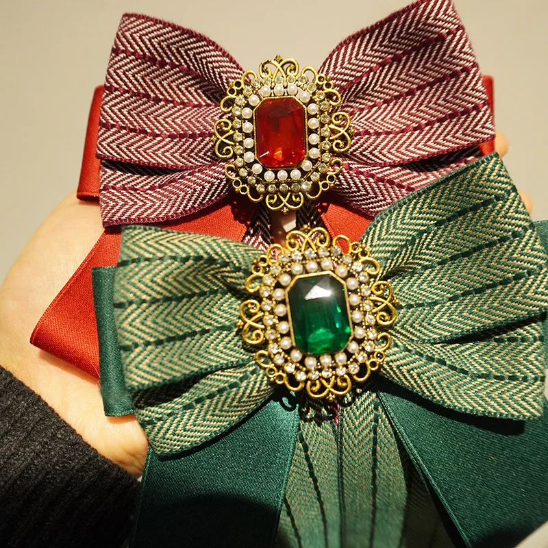 Burgundy Retro Bow Tie for Women, Preppy Style Jk Collar Flower, Shirt Accessory Bow Pin, Workplace Commute Collar Accessory