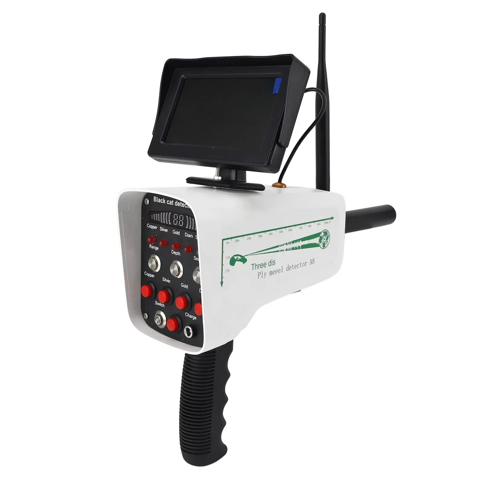 New Arrival 30m in Depth 1000M Range Black Cat Detector A8 LCD Display Professional Long Range Metal Locator