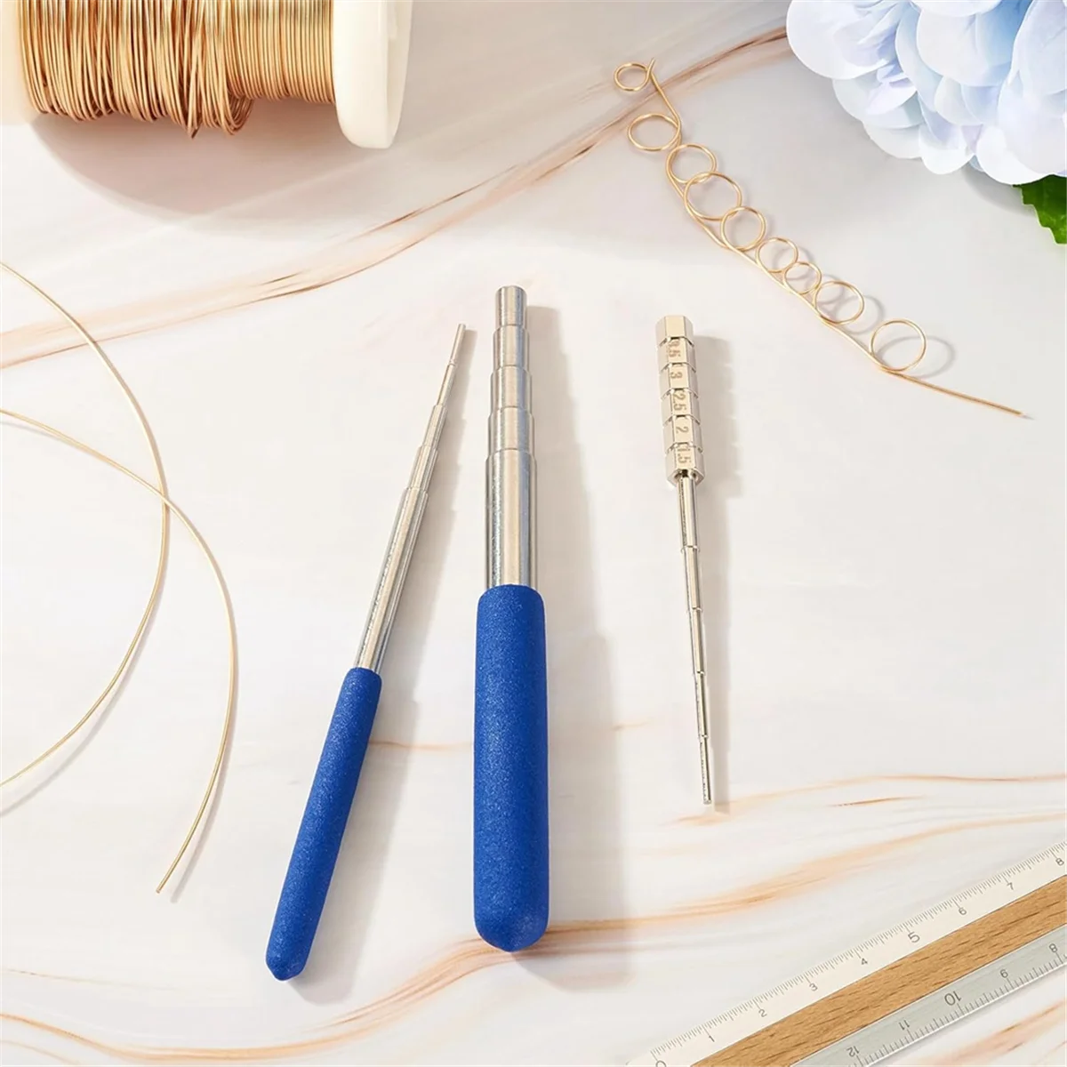 الانتقال الدائري تشكيل أداة 3 قطعة لفائف تهزهز سلك الحلقات لف قضيب خطوة ماندل عصا الانتقال الدائري تشكيل أداة لصنع المجوهرات التفاف #4