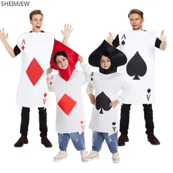 New Unisex Ace Of Diamonds Spades Poker Playing Card Cosplay Costume Halloween Party Fancy Tunic Carnival Stage Parent-child Set