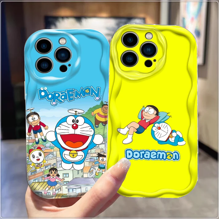D-Doraes M-mons Cartoon For Apple iPhone 15 14 13 12 11 XS XR X Pro Max Plus Wave Oil Cover Phone Case image 2